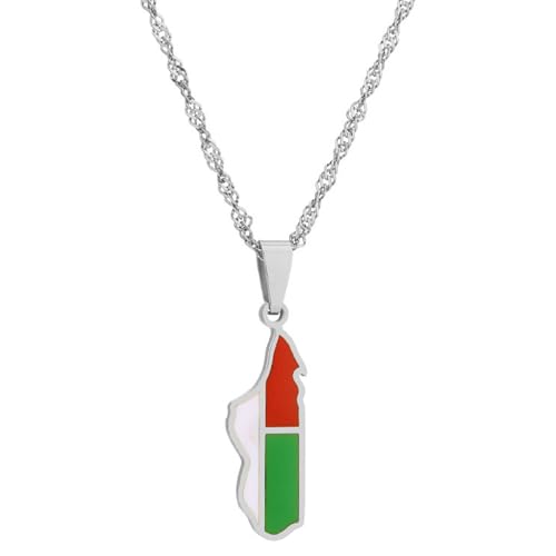 tuwiwol Madagascar carte drapeau pendentif colliers montrer l'amour pour Madagascar acier afrique pays malgache pays cartes drapeau National pendentif, Argent