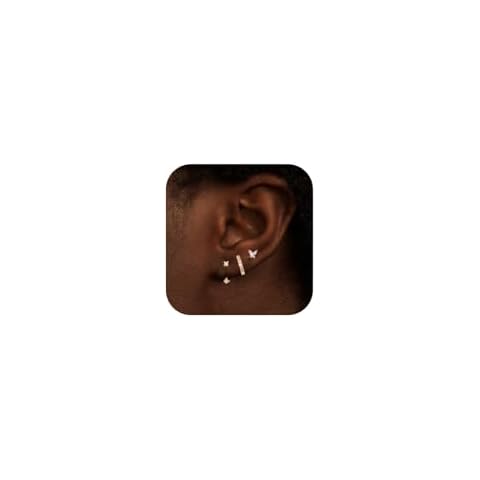 Kenivira Gold Hoop Earrings Set for Women Trendy, 14K Gold Plated Hypoallergenic Earring Sets for Multiple Piercing,Small Huggie Cartilage Stud Earring Stacks Jacket Pack Cover