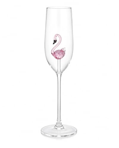 Image of Handcrafted Flamingo Champagne Flute Glass | Borosilicate Wine & Champagne Glass | Cocktail & Mimosa Glass | Gift for Weddings, Parties & Celebration (Flamingo Champagne Glass)