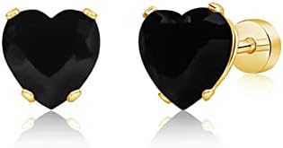 LAZURIS LONDON Heart Crystal Stud Earrings with Screw-on Back for Women & Girls - Jewellery Earrings Gift for Girls & Women & All