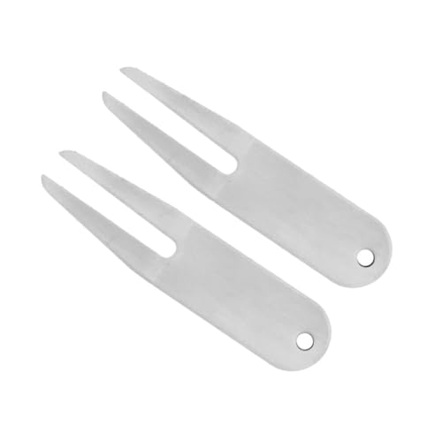 LOORGVEL 2個 高耐久ステンレス製ゴルフ果?修叉 滑らかな先端設計で芝生挿入簡単 携帯便利なゴルフアクセサリー ディボット修理ツール ライ