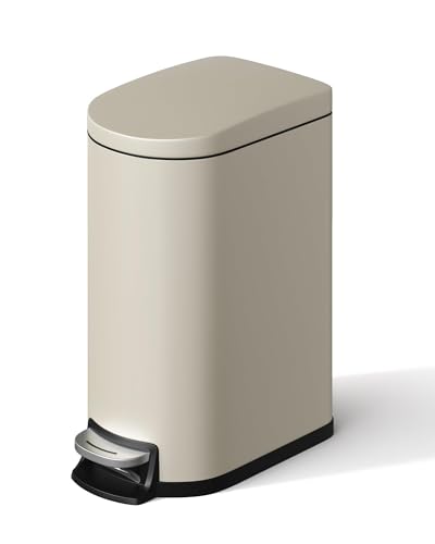Caneca de basura rectangular de acero inoxidable con tapa