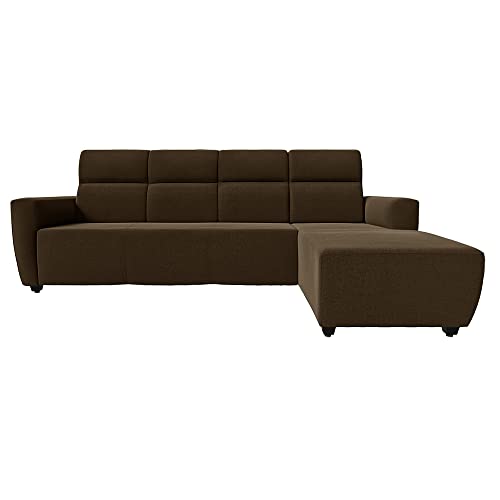 Image of Wakefit L Shape Sofa Set for Living Room | 3 Seater + Right Aligned Chaise - Belize (Dark Earth)