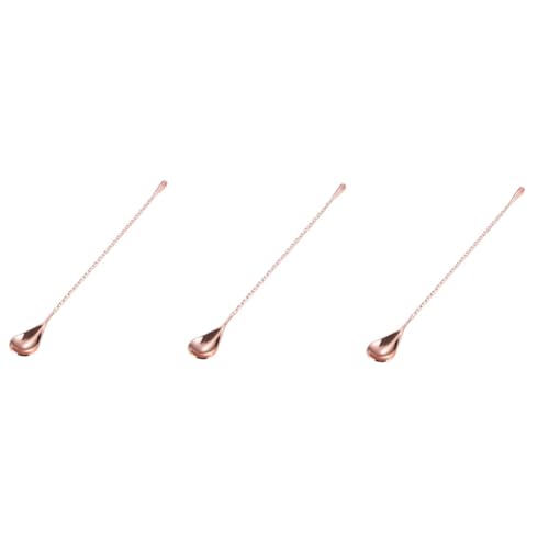 OKUMEYR 3pcs Long Teaspoon for Mixing Stainless Steel Bar Cocktail Spoon Swizzel Sticks Utensil for Cocktails Sundaes