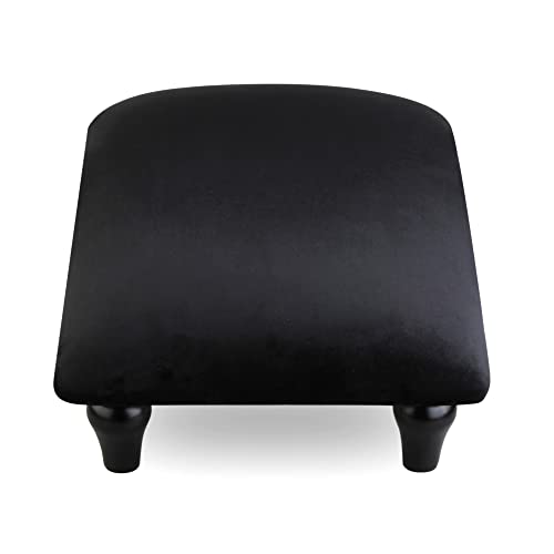 Small Foot Stool Ottoman with Stable Wood Legs Upholstered Footstool Padded Foot Rest Step Stool for High Beds Seat Chair Couch Sofa Patio Bedroom Living Room Office (5.9" H-Black)