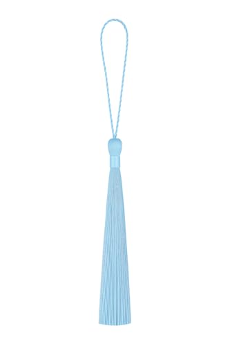 Image of Mandala Crafts Small Sky Blue Bookmark Tassels - 100 Bulk Silky Mini Craft Tassels with Loops for Bookmarks, Jewelry Making, Graduation Decorations, and Keychains