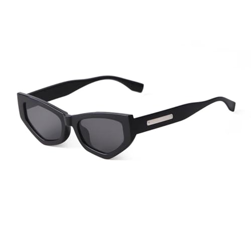 ETETGVG Gafas de sol irregulares para mujer, estilo retro, de tendencia, combinables con todo, estilo vintage, C1, negro brillante y gris, talla única