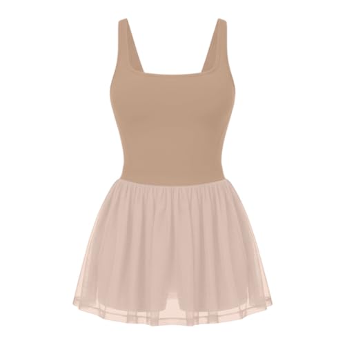 Vestido de tenis para mujer con efecto dos piezas y cuello cuadrado 7