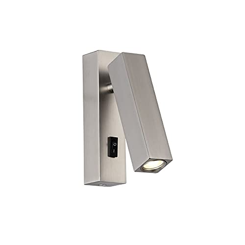 YBAAKZIIR Apliques de Pared LED para Interior, Aplique de Pared LED, lámpara de Lectura de Pared, luz de cabecera, Puerto de Carga USB, lámpara de Noche, Luces de Pared for Interiores(Nickel)