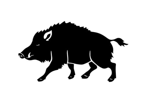 Pegatinas Personalizadas, Troqueladas, Sin Fondo, Para Exteriores, Tema Jabalis, Para Coches Y Todoterrenos (12 x 6,5 cm, Negro)