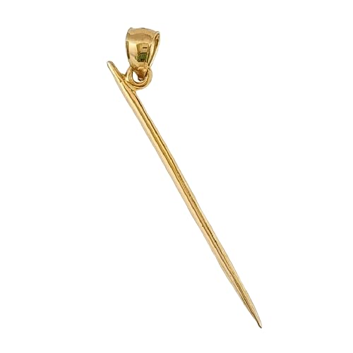 14k Yellow Gold Toothpick 3D (3 Dimensional) Solid Pendant/Charm, Made in USA3