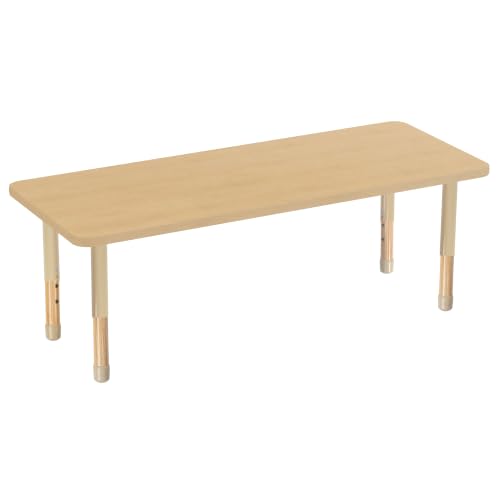 Image of 24 inch x 60 inch Rectangle Kids Classroom Table with Adjustable Chunky Wood Legs