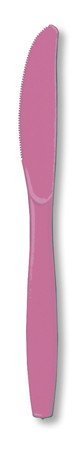 Club Pack of 288 Candy Pink Premium Heavy-Duty Plastic Party Knives