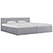 Bettgestell mit Lattenrost Kopfteil Stauraumbett Hydraulisch Taupe Stoff Sperrholzlatten Stahl MDF Rahmen Grau02 180x200 cm