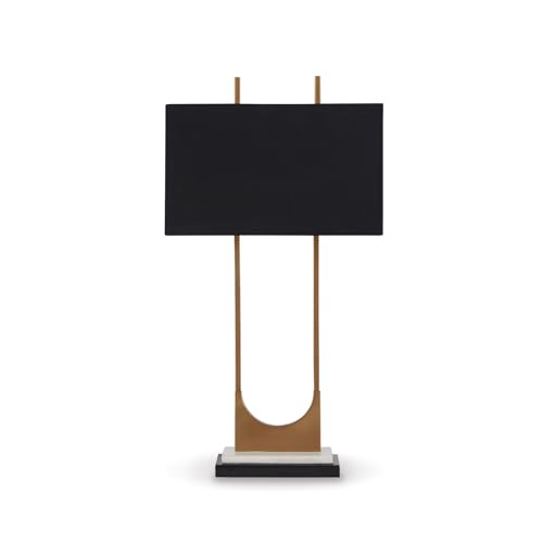 Signature Design by Ashley Malana 33' Contemporary Metal Table Lamp with Marble Base, Black & Brass