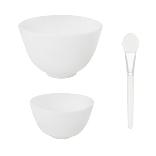 2 piezas bowl facial blanco con brocha para mascarillas miniatura 1