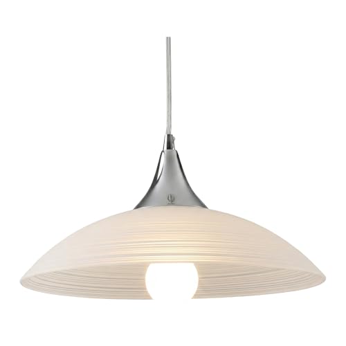 Image of LFsem Modern Glass Pendant Light for Dining Table & Kitchen Island, Height Adjustable Ceiling Light with E27 Base & Sleek Chrome Finish, Easy Fit Lampshade Pendant Lamp for Living Room Bedroom