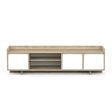 Calicosy TV-Bank, 3 Türen und 1 Nische L 183 cm – Lead – aus Spanplatten – Dekor Eiche Royal und Weiß – für Esszimmer – L 183 x B 36,2 x H 49,6 cm