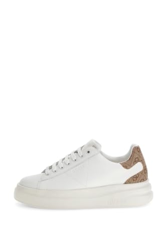 GUESS Elbina - Sneakers Femme Blanches en Cuir Casual Basses