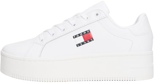 Tommy Jeans Donna Sneakers con Suola Alta con Plateau, Bianco
