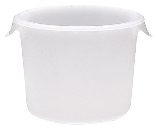 Image of Rubbermaid Commercial Products Plastic Round Food Storage Container with Bail Handle, 2 Quart, White, High Temperature Range Food Organization /Storage for Wet /Dry Food in Kitchen /Restaurants /Cafeteria