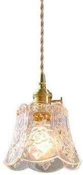 Pendentif en verre rétro et lustre en laiton doré sculpté haute qualité