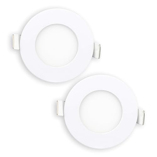 Popp® Pack x2 Placa Downlight LED Techo Empotrable Circular 6W Luz Blanca 6000K 420Lumenes Corte de Ø105mm chip LUMILEDs, para oficina,cocina,pasillos,domitorio,salón (6W 6000K)