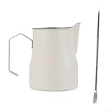 Jarra de espuma de leche de acero inoxidable para arte con leche y vapor espresso, jarra de vapor de café y leche para capuchino, jarra de vapor de metal para cocinar (arroz blanco arena)