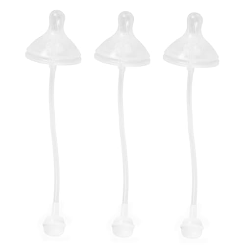Kisangel 3 Piezas Chupete de silicona bendición tetinas de biberón de pajitas ponderadas de repuesto pajitas ponderadas para biberones gel de sílice Transparent