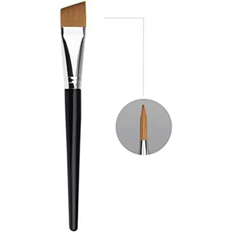 ShySwan Angled Flat Thin Makeup Brush Foundation with Lacquered Wood Handle, Black Cover