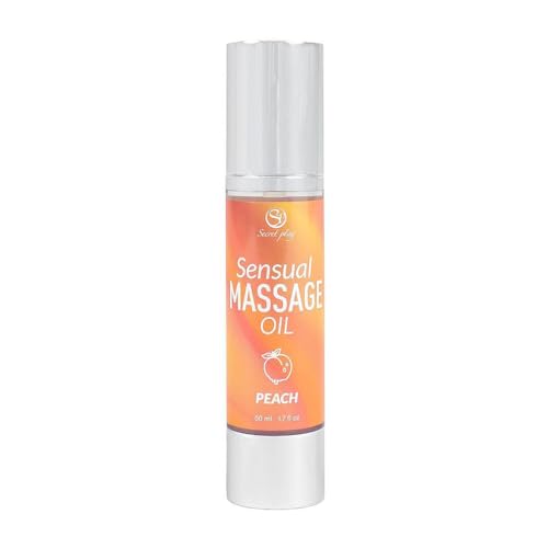 SECRET PLAY Huile de massage érotique avec texture subtile et glissante | Hydratante pour la peau et aromatique | Parfaite pour les massages sensuels | Parfum pêche | 50 ml