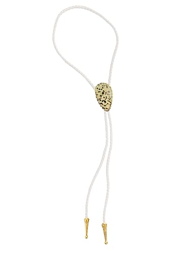 Image of Daisy Del Sol Gemstone Bolo Tie Braided Vegan Faux Leather Natural Stone Gold Handmade Necklace Adjustable Boho Western Jewelry
