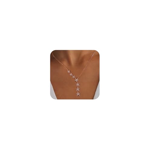 VIROMY Colliers Femme en Or Rose pour,Chaîne Acier Inoxydable Collier Pendentif Personnalisé Or Rose 14K Bijoux Cadeaux pour Femmes