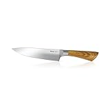 Metaltex RADIOSA - Cuchillo CHEF 34 cm. Hoja de acero inox al molibdeno, afilado cónico profesional, dureza HRC57 y mango ABS tono madera