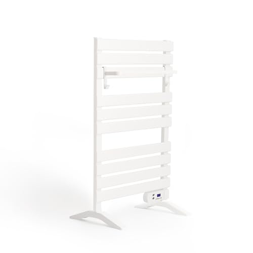 CREATE / Warm Towel 500W / Toallero eléctrico Blanco con Patas con Estante 1 Barra / 103x5x55 cm/para Suelo o Pared, Temporizador, Pantalla LCD, bajo Consumo