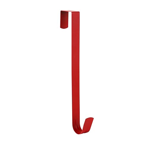 Image of Slim Over The Door Wreath Hanger for Front Door, 12 inch Red 1 Pack | Damage-free wreath holder, Easy to Use and Reusable Door Hook for Christmas, Thanksgiving, Halloween and Daily Decor