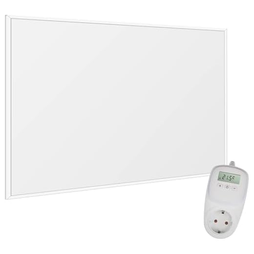 VIESTA® Calefacción de pared por infrarrojos con termostato [INCL.TERMOSTATO TH10]–Calefacción por infrarrojos para montaje en pared–Radiador de infrarrojos Carbon Crystal–Panel apto para baño – 300W