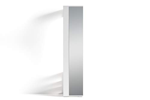 byLIVING Flurgarderobe Ben/Garderobe matt weiß mit Spiegel/Spiegelschrank für den Flur mit Kleiderstange und Ablage/B 40, H 184, T 35 cm