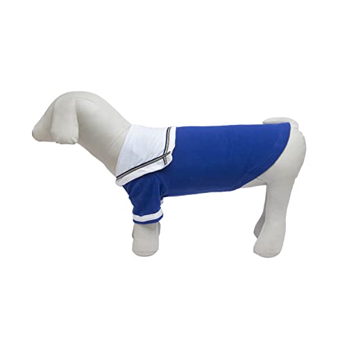 Image of Lulala Dog Shirt with Sea Lover Dog Shirt - Cotton Shirt for Dogs Summer Tshirt with Polo Collar Navy Captain Costume for Dogs (20Inch,Blue-White)