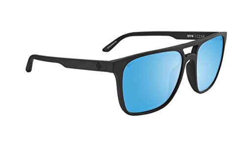 Spy Optic Czar Sunglasses Matte Black with Polarized Happy Boost Ice Blue Spectra Mirror Lens
