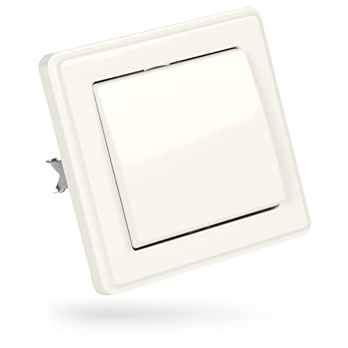 ABSINA Interruptor de palanca empotrado en blanco - interruptor 250V AC, 10A, incl. marco, inserto empotrado y tapa - interruptor de luz, interruptor basculante, interruptor de palanca Cover