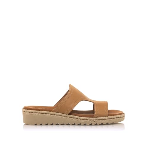 MTNG Sandalias Planas Mujer Sandalias Planas LORETTE 54124 Mujer | De Piel, con Interior Piel y Punta Redonda | Sandalias Planas Casual | sin Cierre-Abiertos | 57373 | Marron