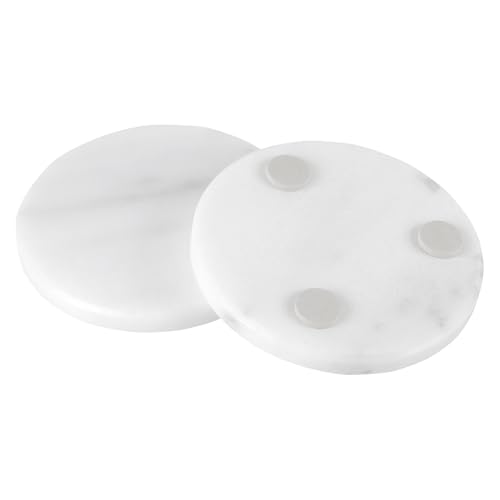 SEHOI Natural White Marble Coasters Set of 8,4 Inch Round Drink Coasters with Non-Slip Feet,Heat Resistant Coaster for Home Decor and Coffee Table - Image 3