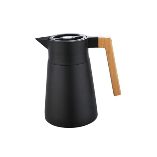 HeartTrend 魔法瓶 卓上ケトル 真空断熱コーヒーポット ステンレス製 真空二重壁構造 大容量 開閉簡単 保温保冷二重壁設計 防滴・防滴・飛散防止 おしゃれ キャンプ・家庭用・業務用に適用 木製ハンドル 蓋付き 冷たいティーポットを冷たく保ちます