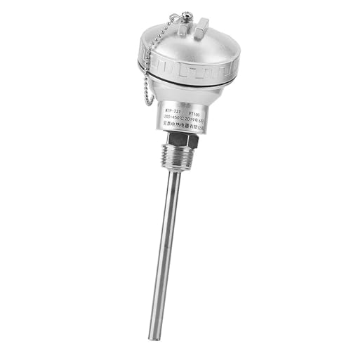 Sensor de Temperatura Pt100 Sonda de Sensor de Temperatura 201 Acero Inoxidable Rtd Pt100 Sonda de Sensor de Temperatura 1 2 Npt Rosca Termopar Terminal Head(Pt 200Mm) (Tubo de protección 100mm)