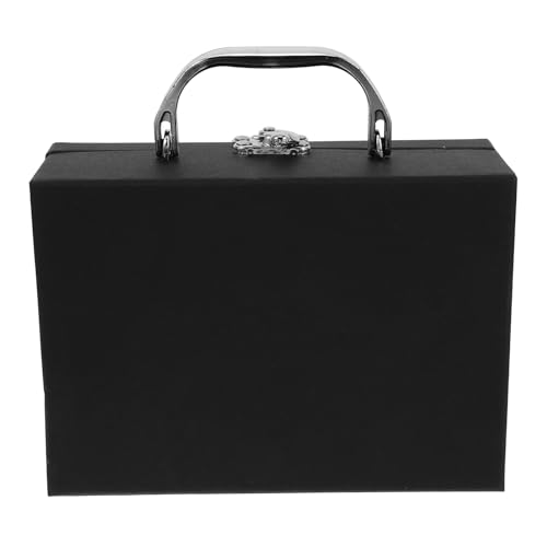 LOORGVEL 手提式厚紙収納ボックス 卓上用小物入れ 蓋付きシンプルデザイン 多用途文具やアクセサリー整理用 ブラック