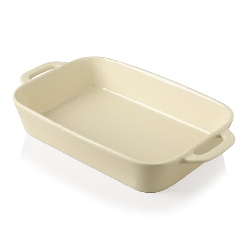 Sweejar Home Ceramic Bakeware Set, 9x13 In Rectangular Baking Dish for Cooking, Kitchen, Cake Dinner, Banquet and Daily Use, Casserole Dishes for Oven Porcelain Baking Pans（Beige)