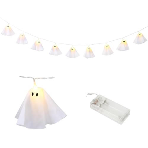 Guirlande fantômes lumineux LED 2m pour décoration maison hantée et fête d'Halloween