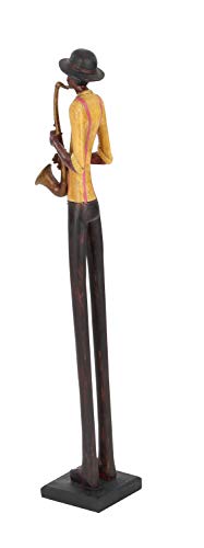 Deco 79 Polystone Musician Tall Long Legged Jazz Band Sculpture With Black Base Stand, Set Of 4 4"W, 24"H, Brown #TOP6