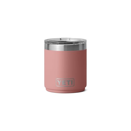 YETI Rambler 10 oz Stackable Lowball 2.0, Vacuum Insulated, Stainless Steel with MagSlider Lid, Sandstone Pink